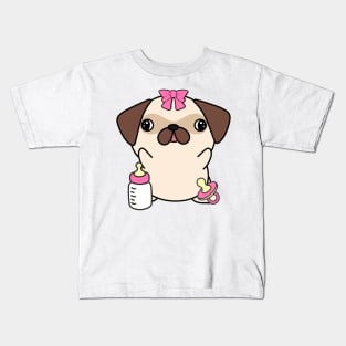 Cute Pug is a baby - girl Kids T-Shirt